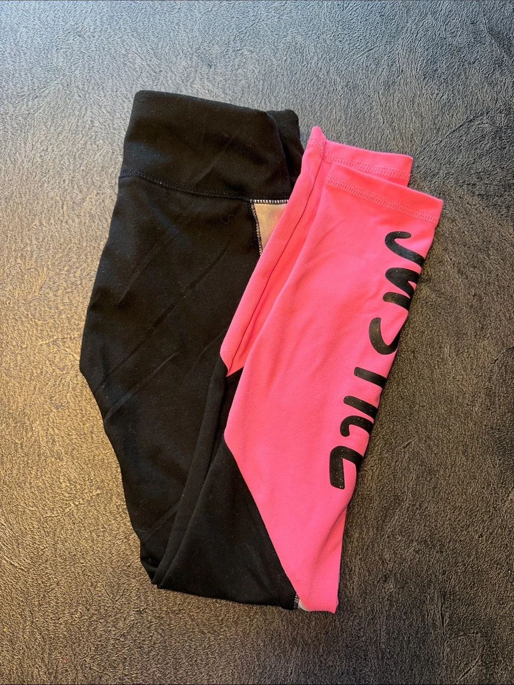 Hot Pink and Black Justice Leggings size 7/8
